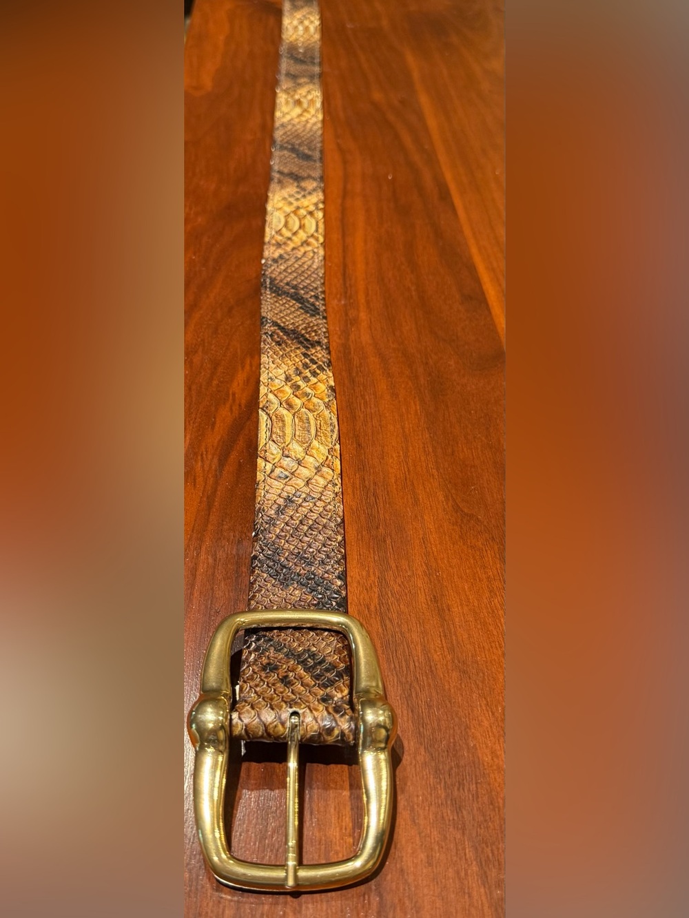Genuine Python Snakeskin Belt Brass Buckle Sz 80